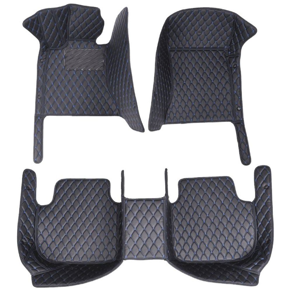 Black and Blue Stitching Luxury Leather Diamond Car Mats for Genesis G80